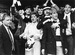 Craig Levein, John Robertson, Kenny Black, Gary Mackay and Sandy Clark put on a brave face despite Hearts’ defeat in the 1986 Scottish Cup final.
