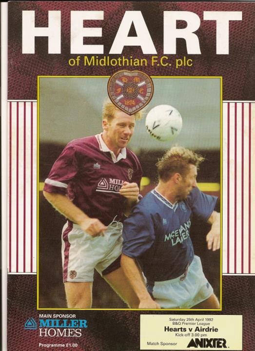 1992042501 Airdrieonians 2-2 Tynecastle