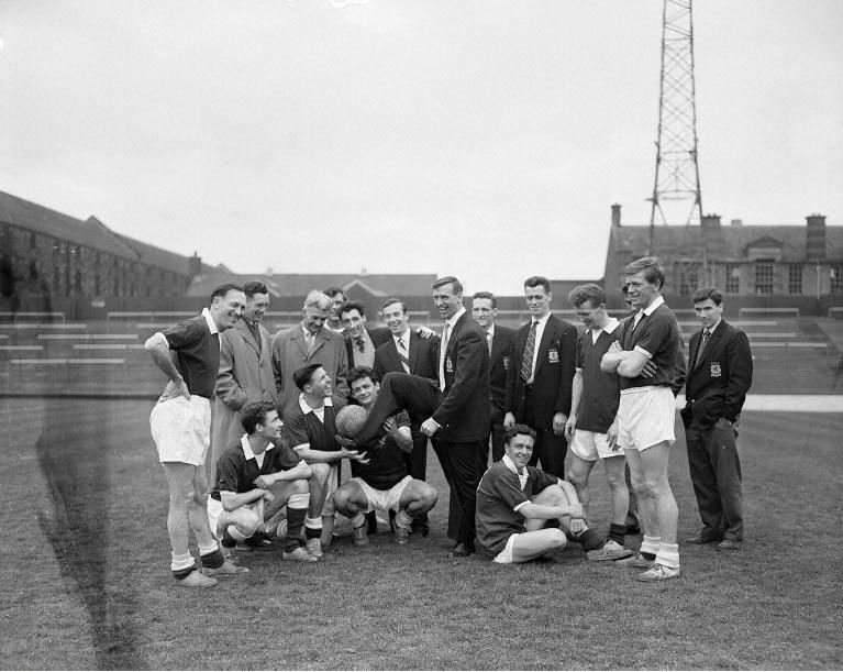 Aston Villa football players visit Tynecastle