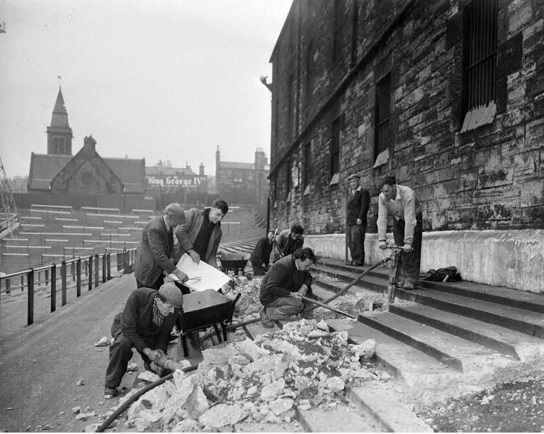 Covered enclosure under construction 1955