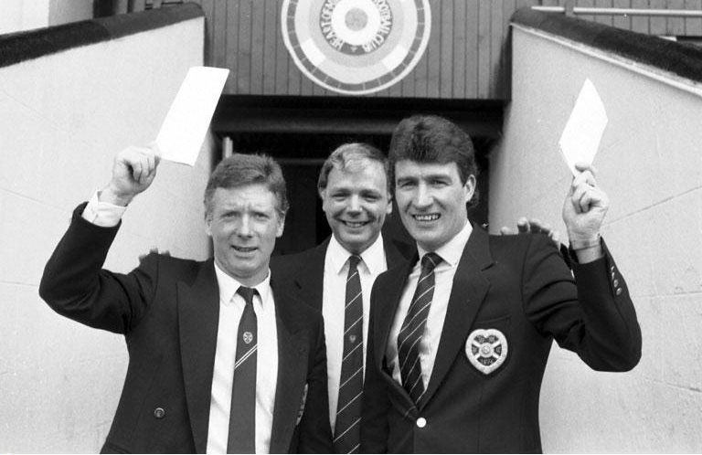 Signing new Hearts contracts 1985