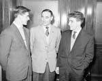 Danny Ferguson of Hearts FC Tommy Walker and Bobby Walker