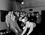 Hearts Alan Gordon plays skittles against Church Hill Hearts Supporters Club