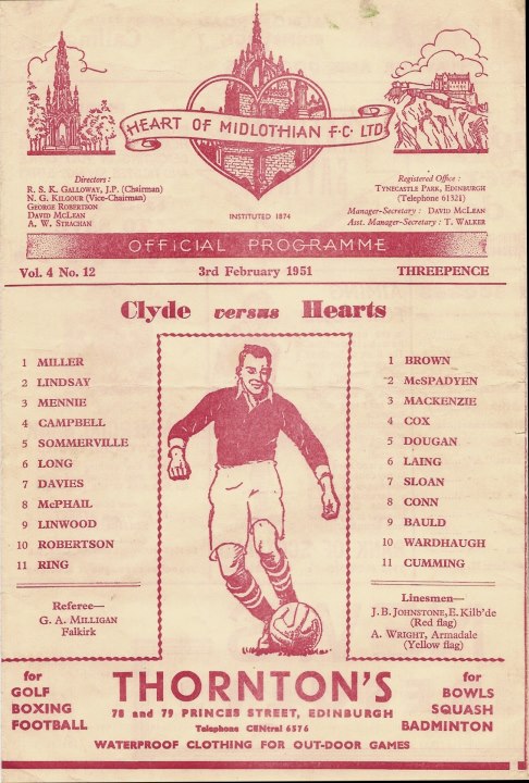 1951020301 Clyde 4-0 Tynecastle