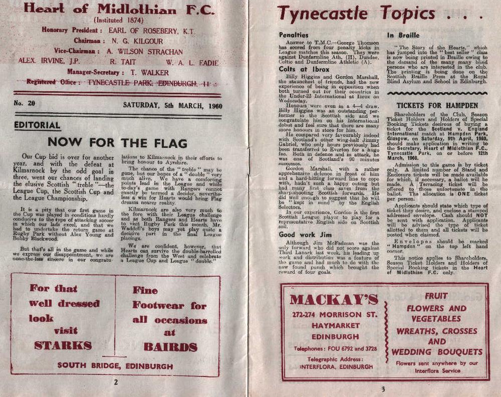 1960030502 Rangers 2-0 Tynecastle