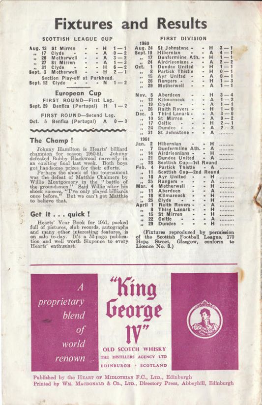 1961010207 Hibernian 1-2 Tynecastle