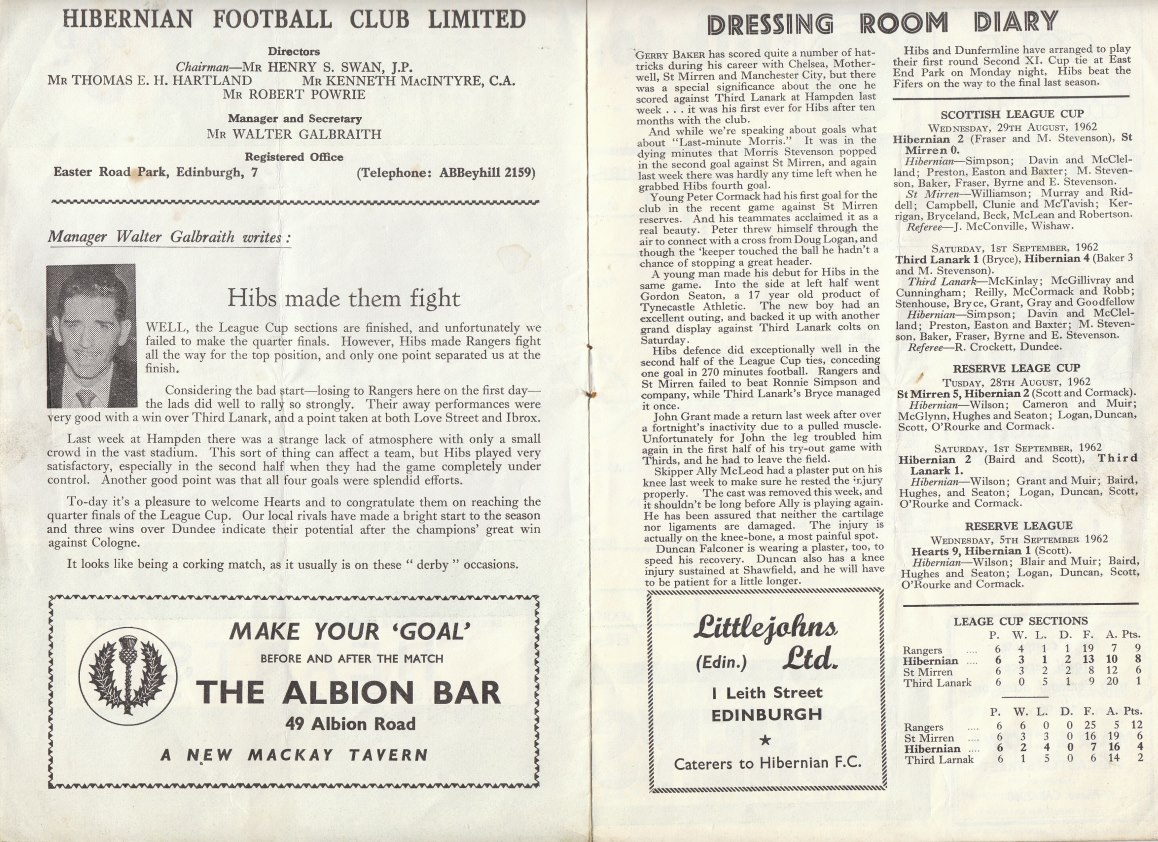 1962090802 Hibernian 4-0 Easter Road