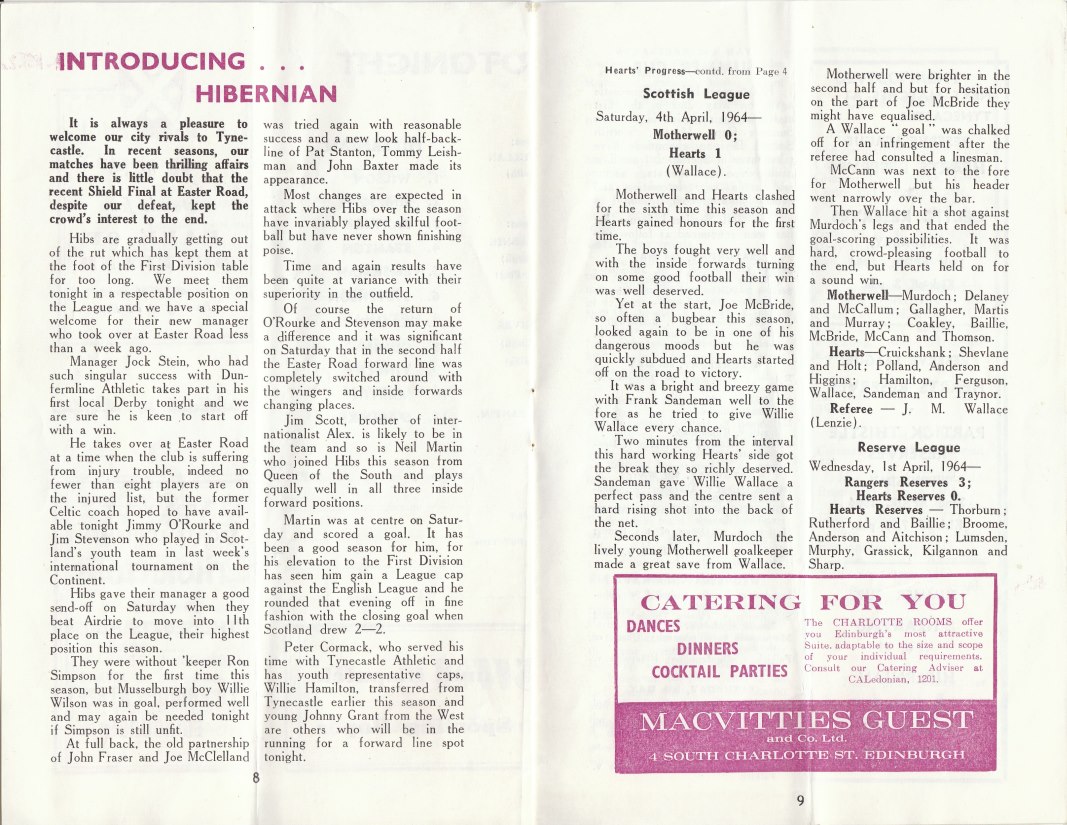 1964040805 Hibernian 3-0 Tynecastle