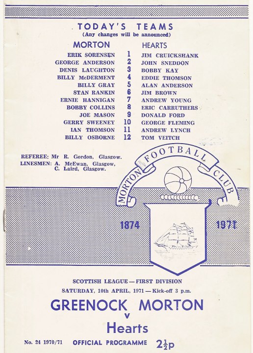 1971041001 Morton 0-3 Cappielow Park