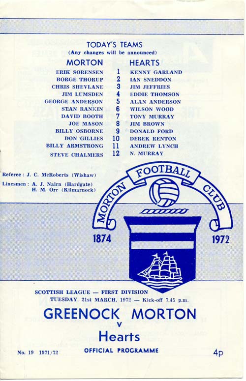 1972032101 Morton 1-1 Cappielow Park