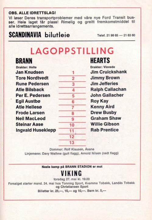 1976051902 Sportsklub Brann 2-0 Bergen