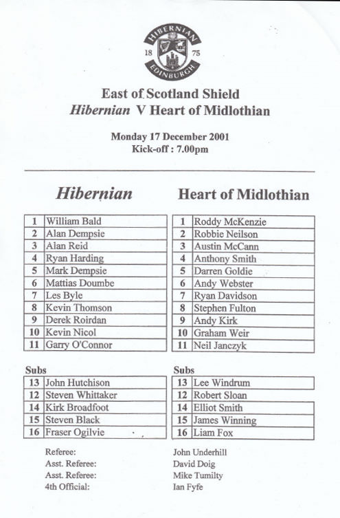 2001121701 Hibernian EoSS Easter Road