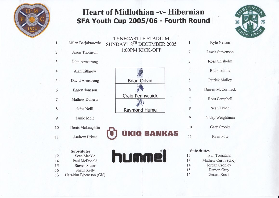 2005121801 Youth Cup Hibernian Tynecastle