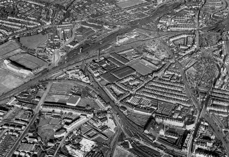 1944 raf photo of tynecastle and gorgie