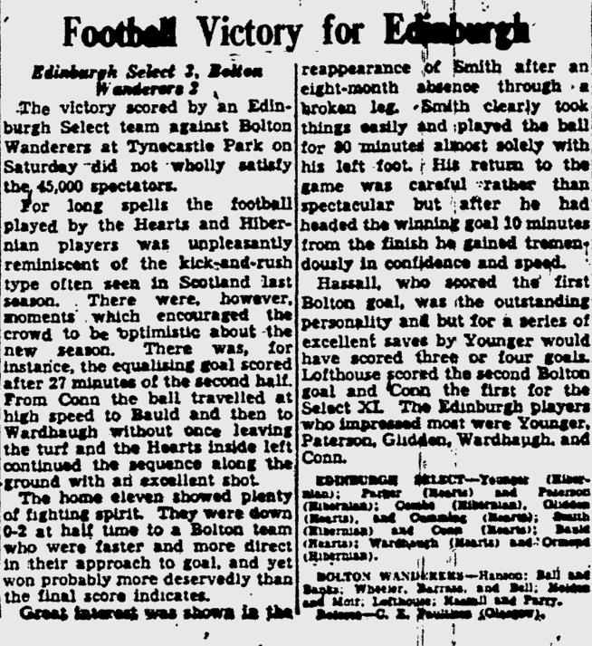 1954080701 Hearts and Scottish Football Reports For Sat 07 Aug 1954 ...