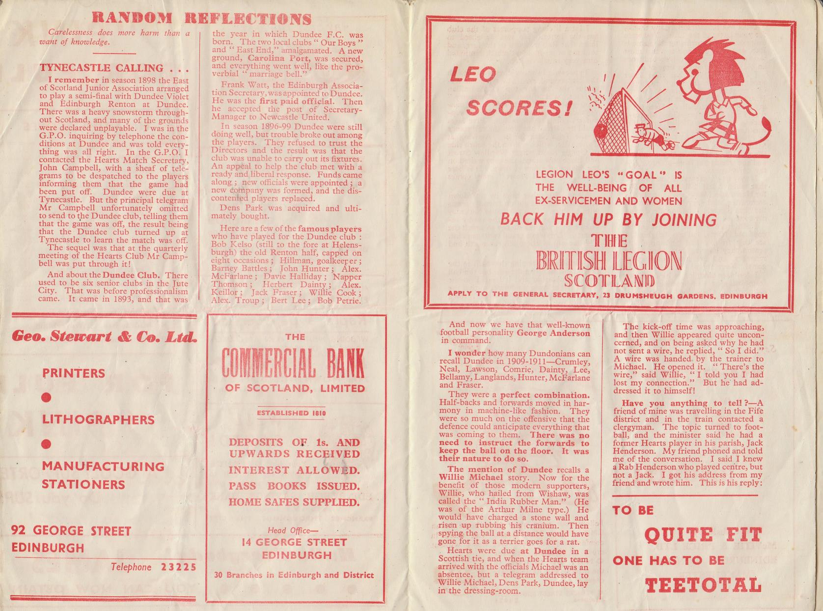 Sat 05 Mar 1949  Hearts 2  Dundee 4 
