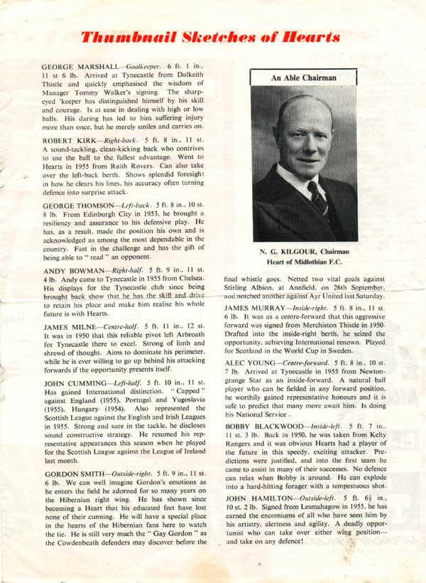 Wed 07 Oct 1959  Hearts 9  Cowdenbeath 3 