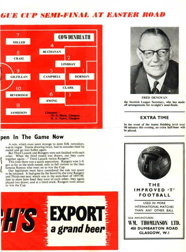 Wed 07 Oct 1959  Hearts 9  Cowdenbeath 3 