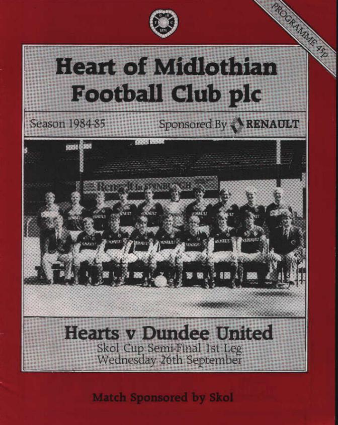 Wed 26 Sep 1984  Hearts 1  Dundee United 2 
