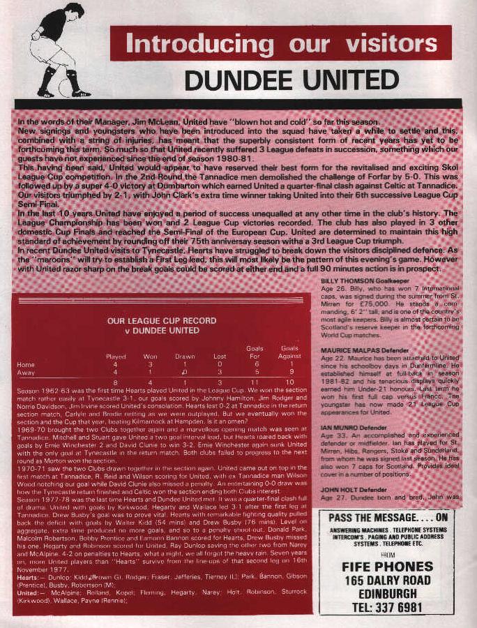 Wed 26 Sep 1984  Hearts 1  Dundee United 2 