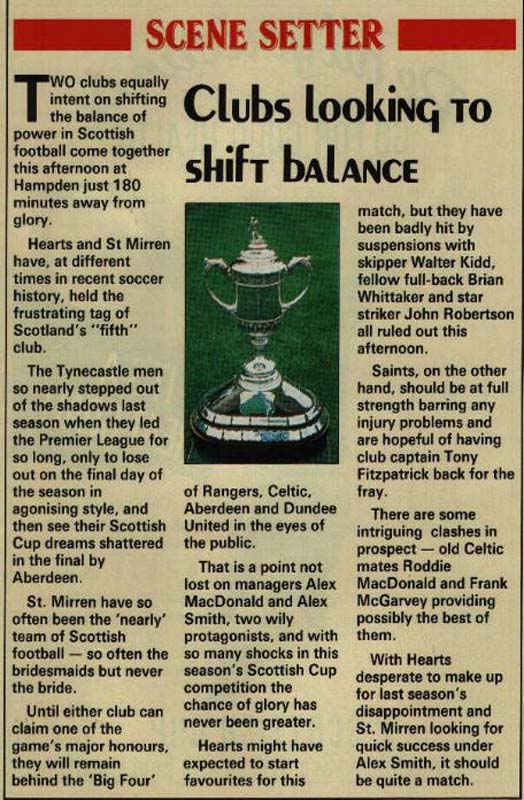 Sat 11 Apr 1987  Hearts 1  St Mirren 2 