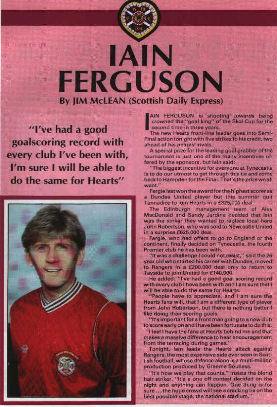 Wed 21 Sep 1988  Hearts 0  Rangers 3 