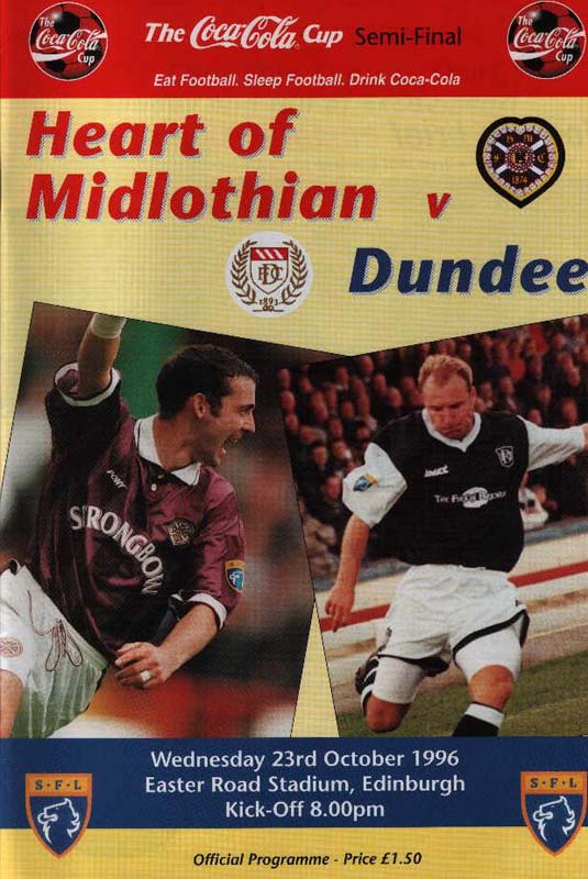 Wed 23 Oct 1996  Hearts 3  Dundee 1 