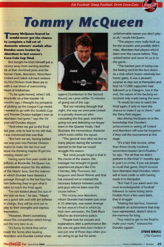 Wed 23 Oct 1996  Hearts 3  Dundee 1 