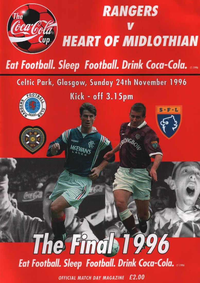 Sun 24 Nov 1996  Hearts 3  Rangers 4 