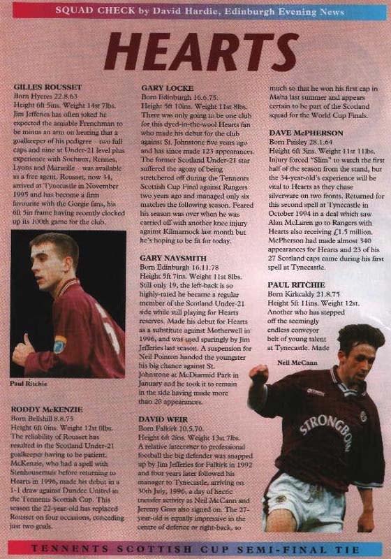 Sat 04 Apr 1998  Hearts 3  Falkirk 1 