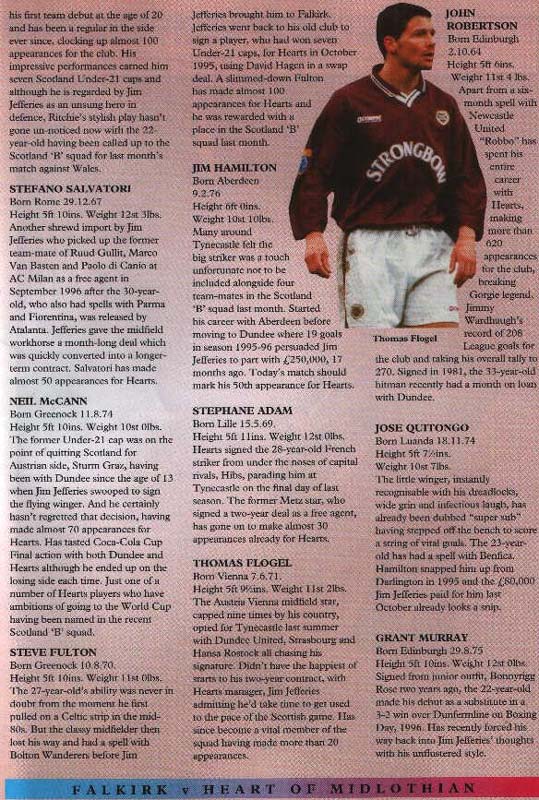 Sat 04 Apr 1998  Hearts 3  Falkirk 1 