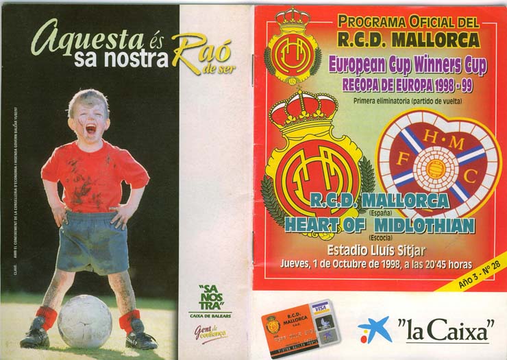 Thu 01 Oct 1998  Real Mallorca 1  Hearts 1 