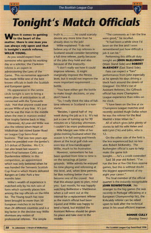 Tue 27 Oct 1998  Hearts 0  St Johnstone 3 