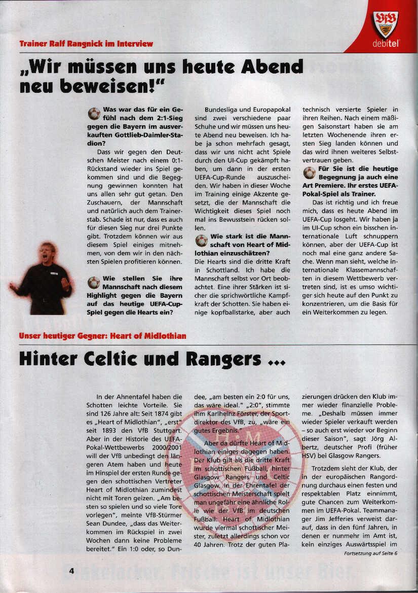 Thu 14 Sep 2000  VfB Stuttgart 1  Hearts 0 