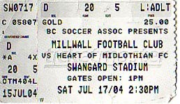 Sat 17 Jul 2004  Hearts 1  Millwall 1 